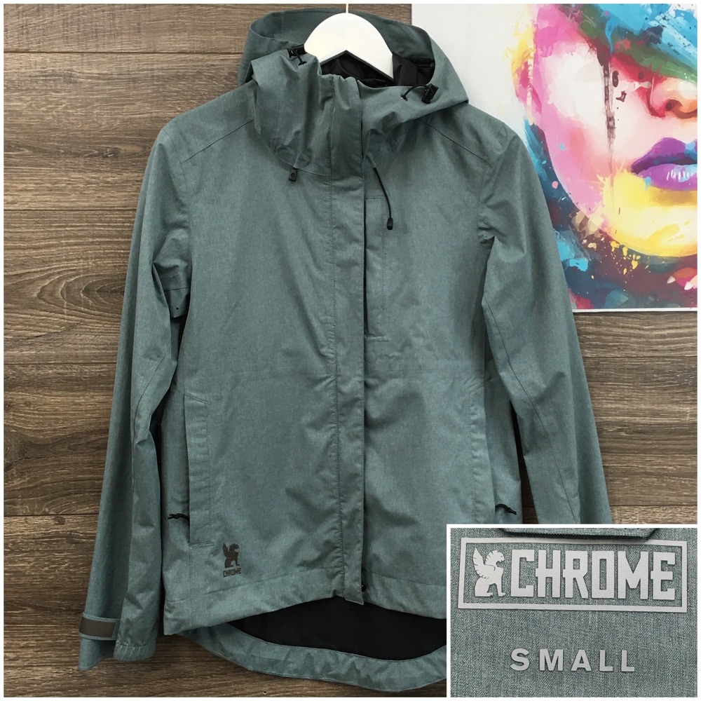 Chrome‎ Industries Storm Cobra Waterproof Cycling Jacket Womens S Green Hooded